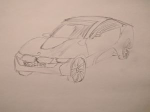 First attempt at drawing a realistic car